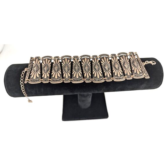 Copper Black Vintage Embossed Link Bracelet - Picture 3 of 8